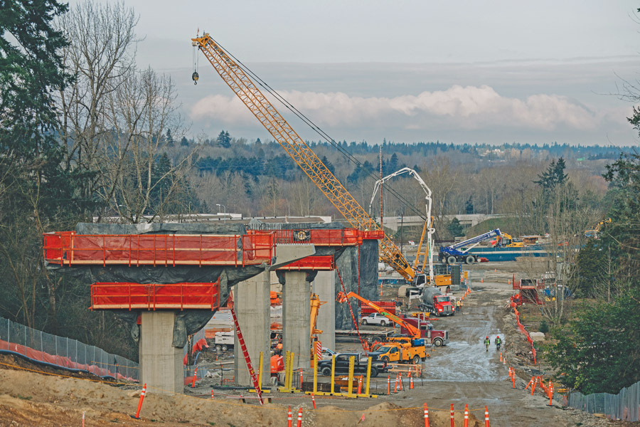 Crews build the structural support