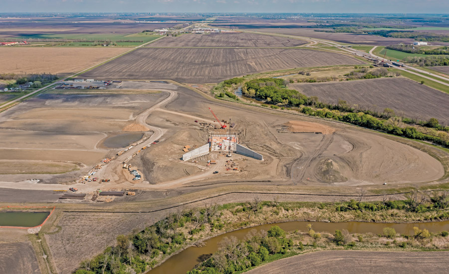 aerial shot of a dam