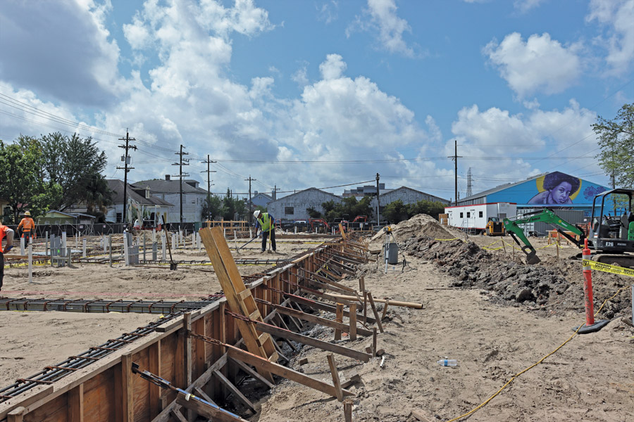 Crews prepare the foundation