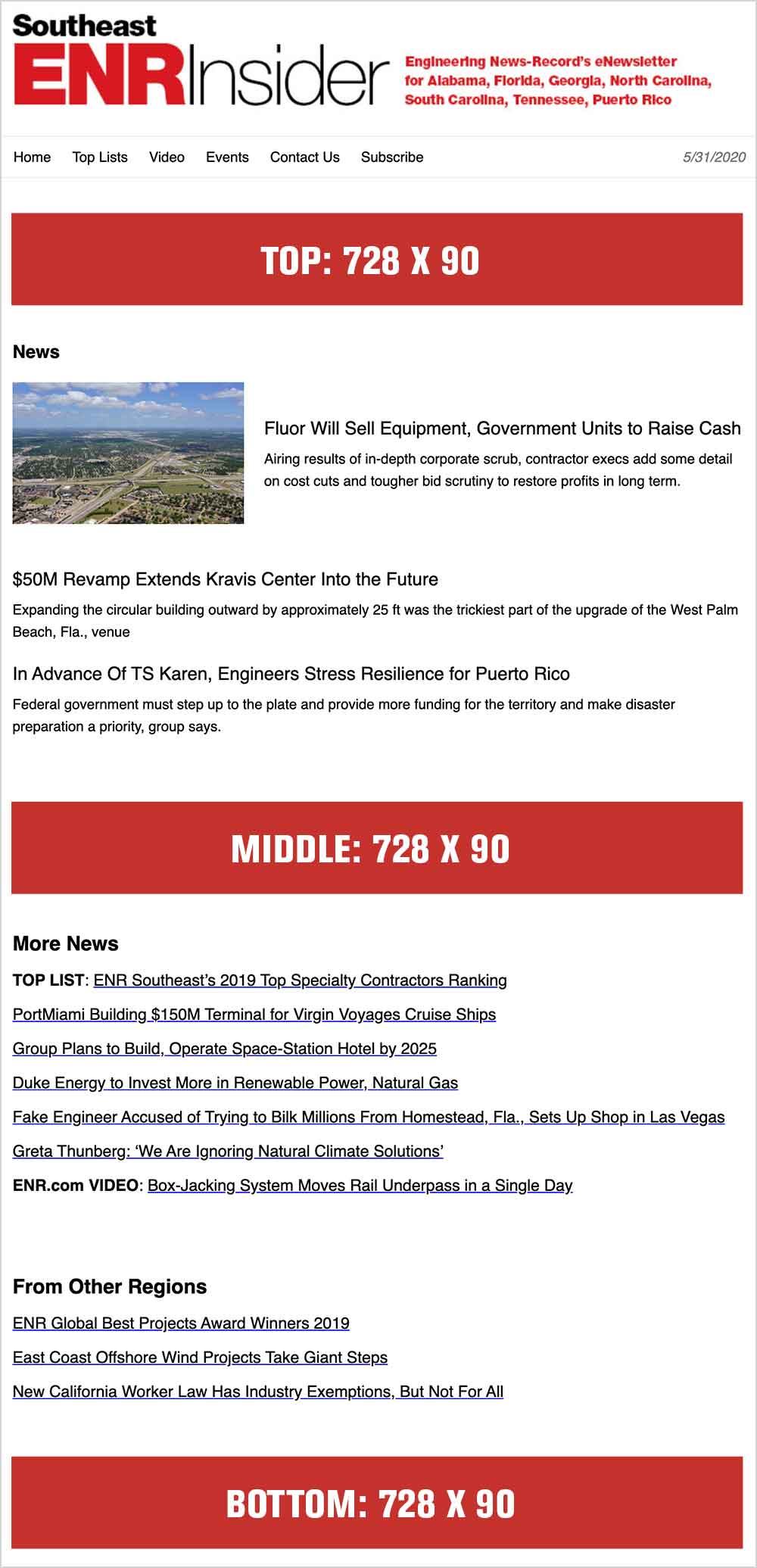 新利18备用ENR eNewsletter东南部。